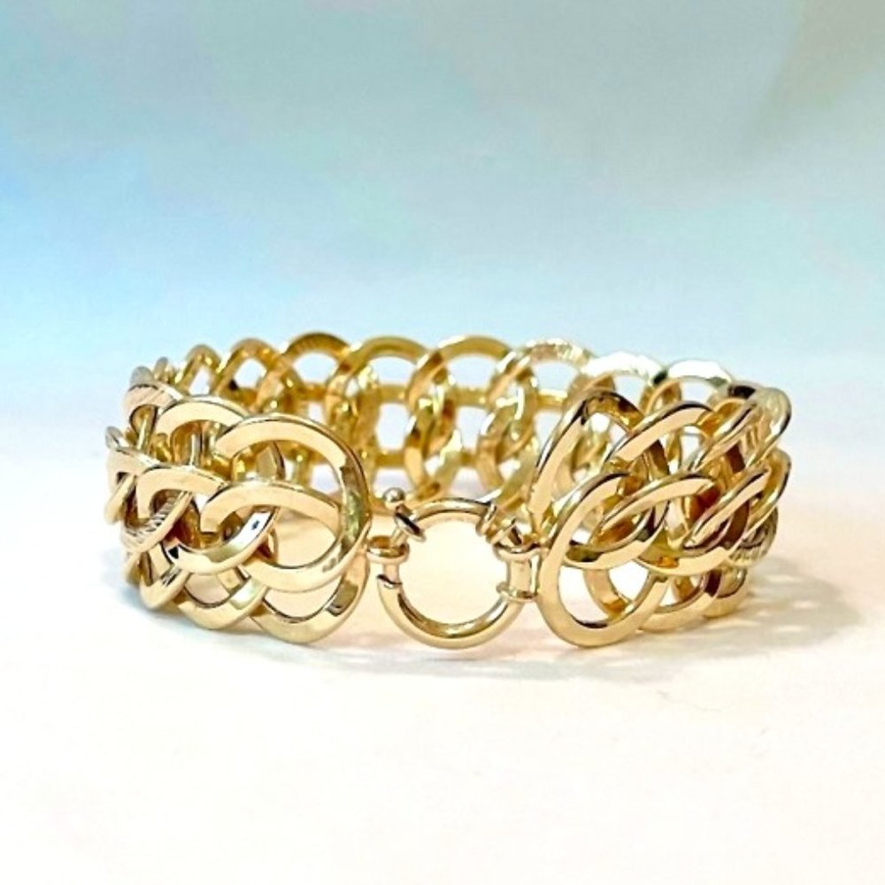 14k Gold over Sterling Silver Bold Fancy Link 8" Bracelet